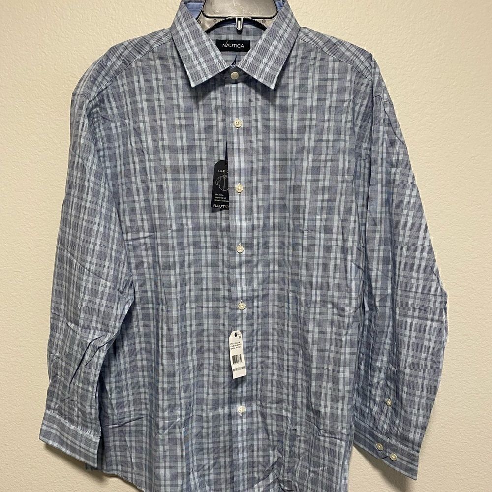 Nautica Classic Fit Bottom Up Long Sleeve Shirt Blue Men’s Size 17, 32/3…